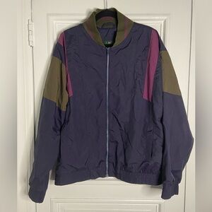 IZOD Vintage Navy Blue Army Green Nylon Windbreaker Lightweight Track Jacket